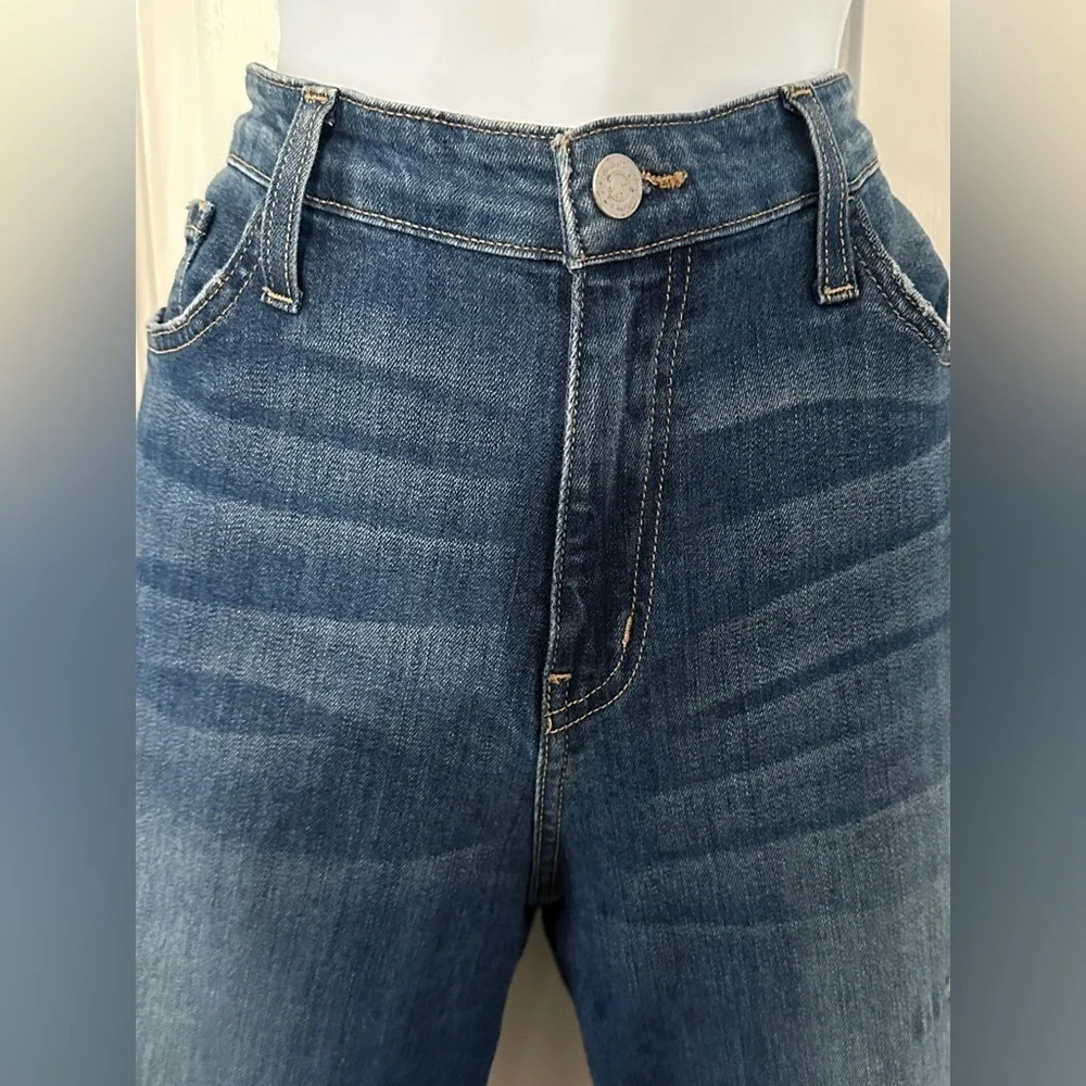 Flying Monkey High Rise Distressed Jeans with Blue Racing Stripe - Size 31